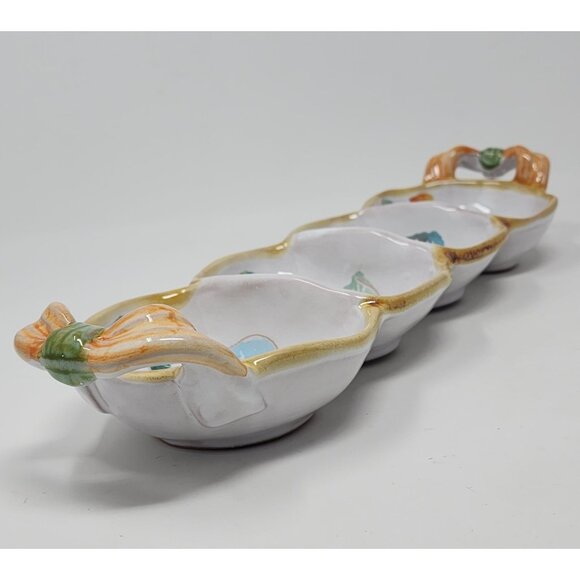 Vintage Ceramic Olive Divided Tray Rectangle Painted Fruit Neiman Marcus 15.5" - Picture 6 of 10